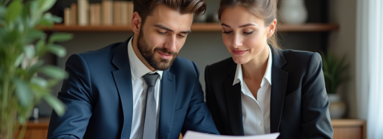 Couple en réunion dans une cuisine moderne et élégante