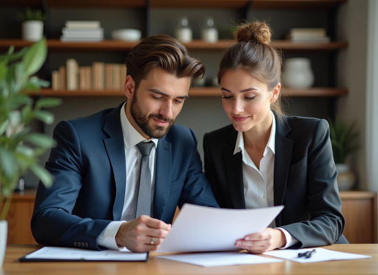 Couple en réunion dans une cuisine moderne et élégante