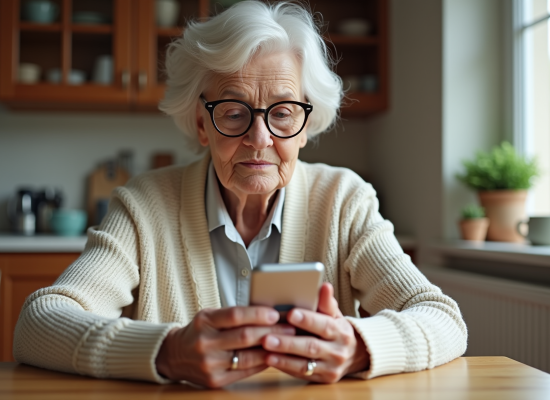 Femme senior insérant une carte SIM dans un téléphone