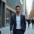 Homme d'affaires marchant dans la ville moderne